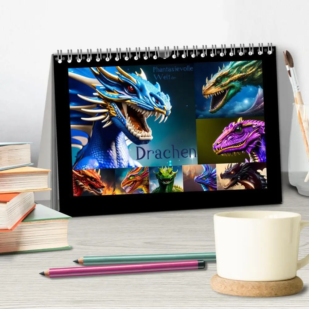 Bild: 9783383881589 | Phantasievolle Welt der Drachen (Tischkalender 2025 DIN A5 quer),...