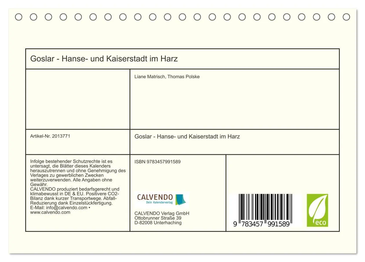 Bild: 9783457991589 | Goslar - Hanse- und Kaiserstadt im Harz (Tischkalender 2026 DIN A5...