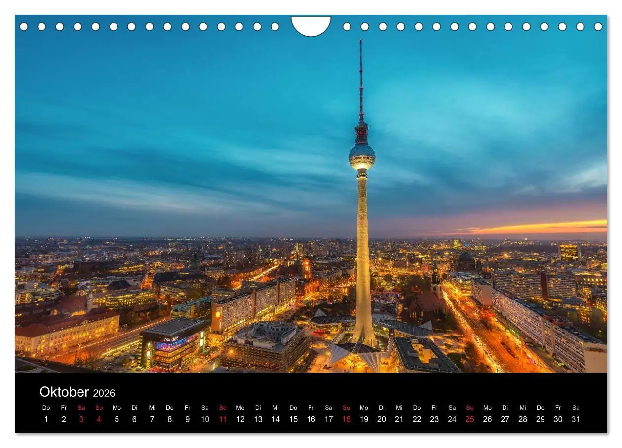 Bild: 9783516081589 | Berlin City bei Nacht (Wandkalender 2026 DIN A4 quer), CALVENDO...