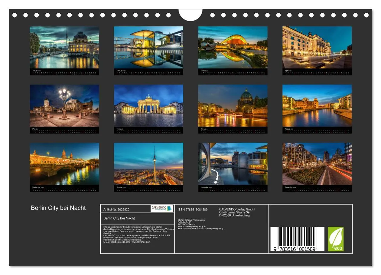 Bild: 9783516081589 | Berlin City bei Nacht (Wandkalender 2026 DIN A4 quer), CALVENDO...