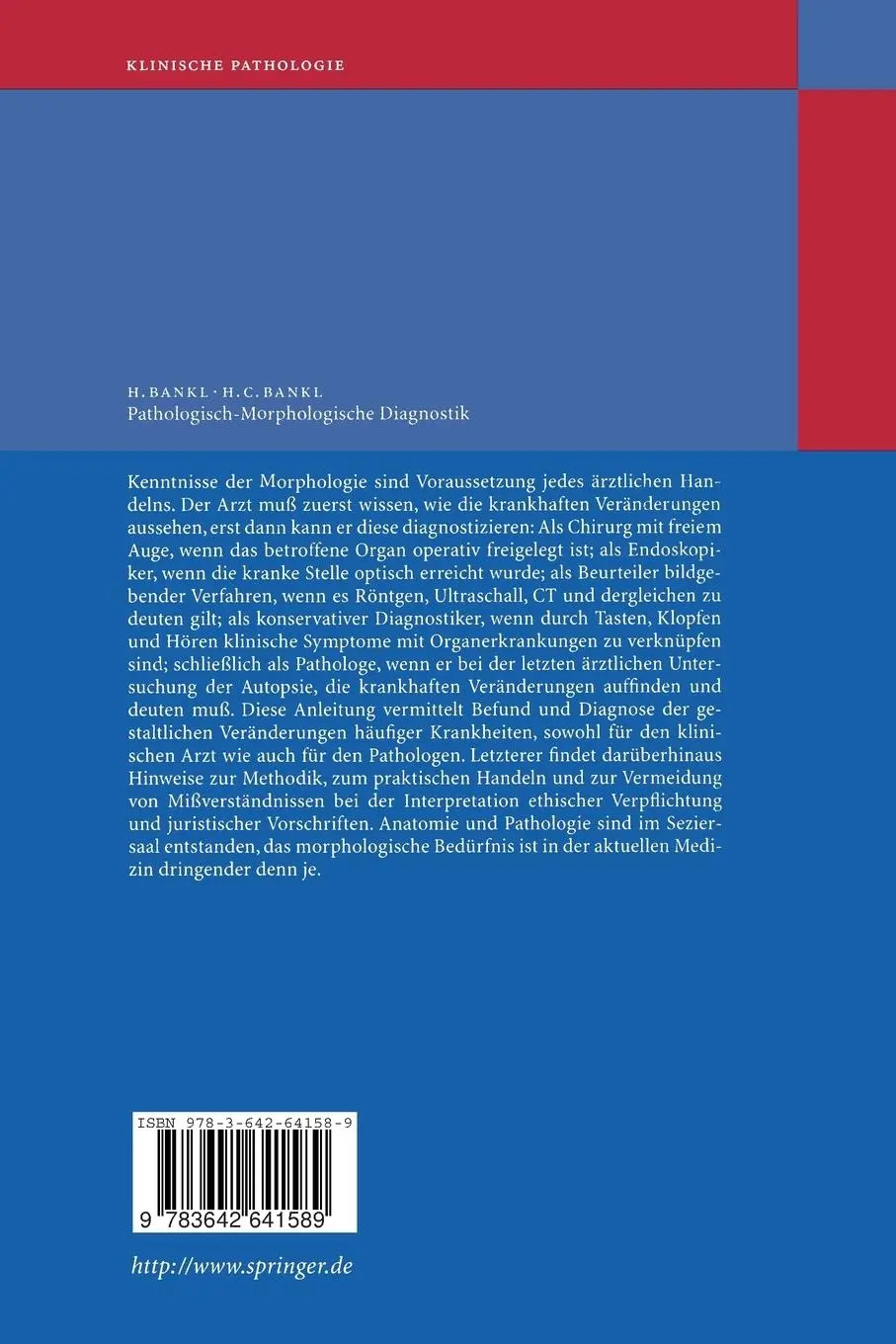 Rückseite: 9783642641589 | Pathologisch-Morphologische Diagnostik | Hans Christian Bankl (u. a.)