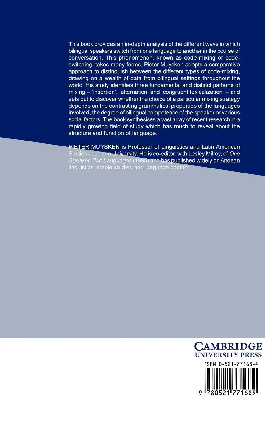Rückseite: 9780521771689 | Bilingual Speech | A Typology of Code-Mixing | Pieter Muysken | Buch