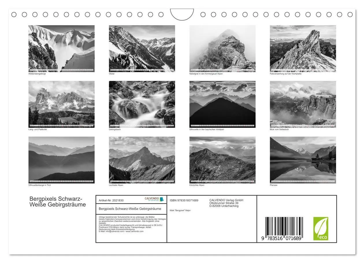 Bild: 9783516071689 | Bergpixels Schwarz-Weiße Gebirgsträume (Wandkalender 2026 DIN A4...