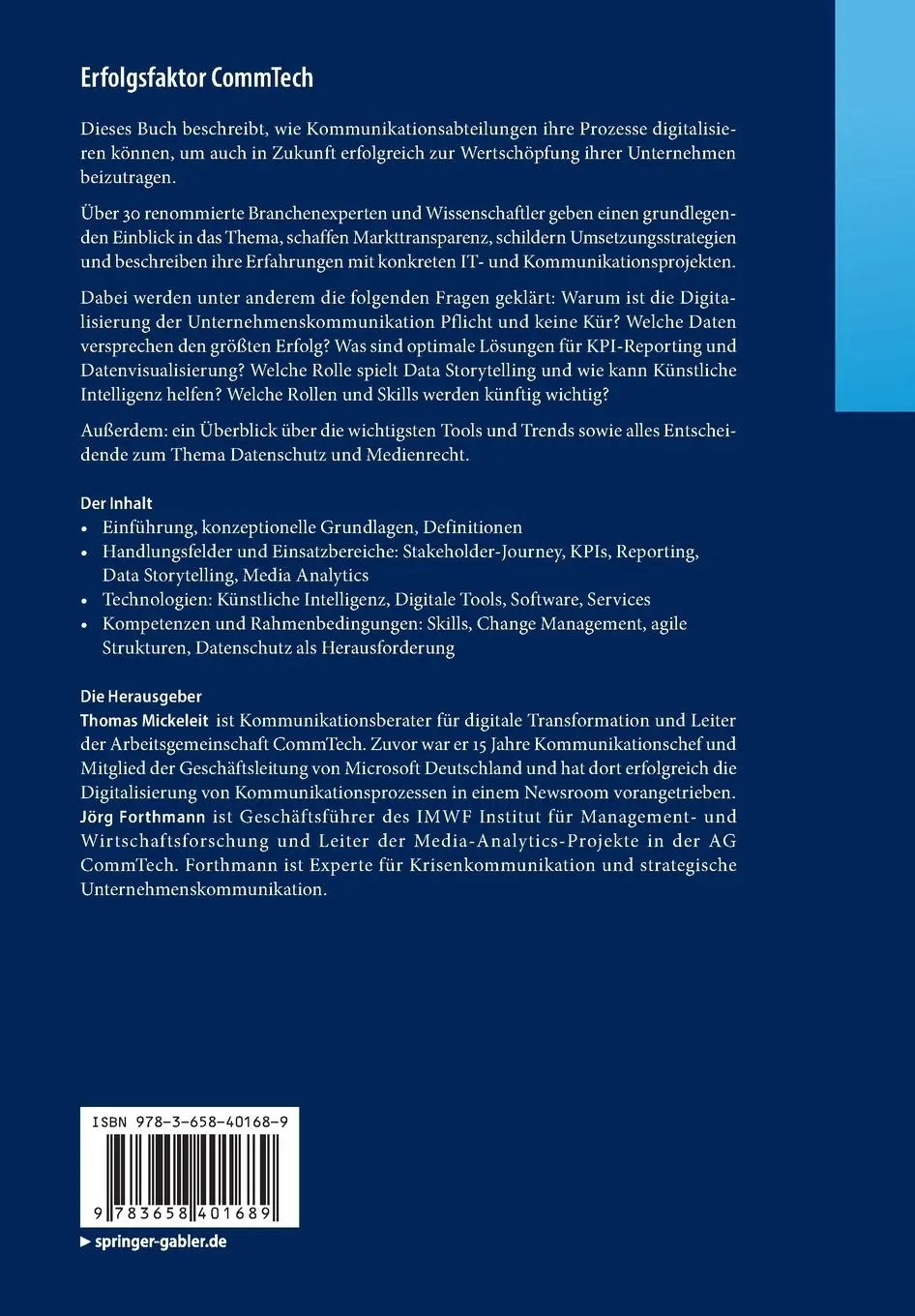 Rückseite: 9783658401689 | Erfolgsfaktor CommTech | Jörg Forthmann (u. a.) | Taschenbuch | xix