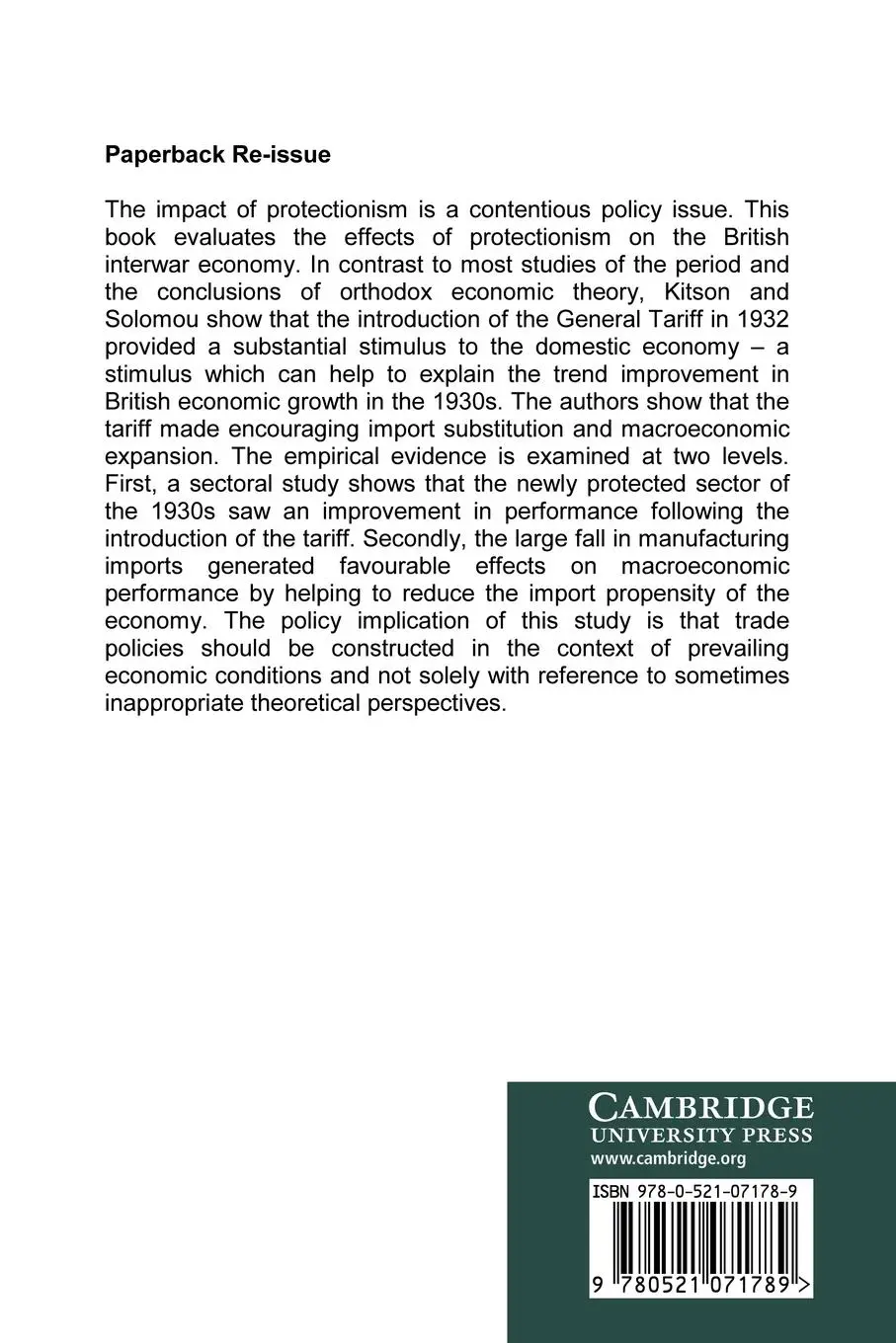 Rückseite: 9780521071789 | Protectionism and Economic Revival | The British Interwar Economy