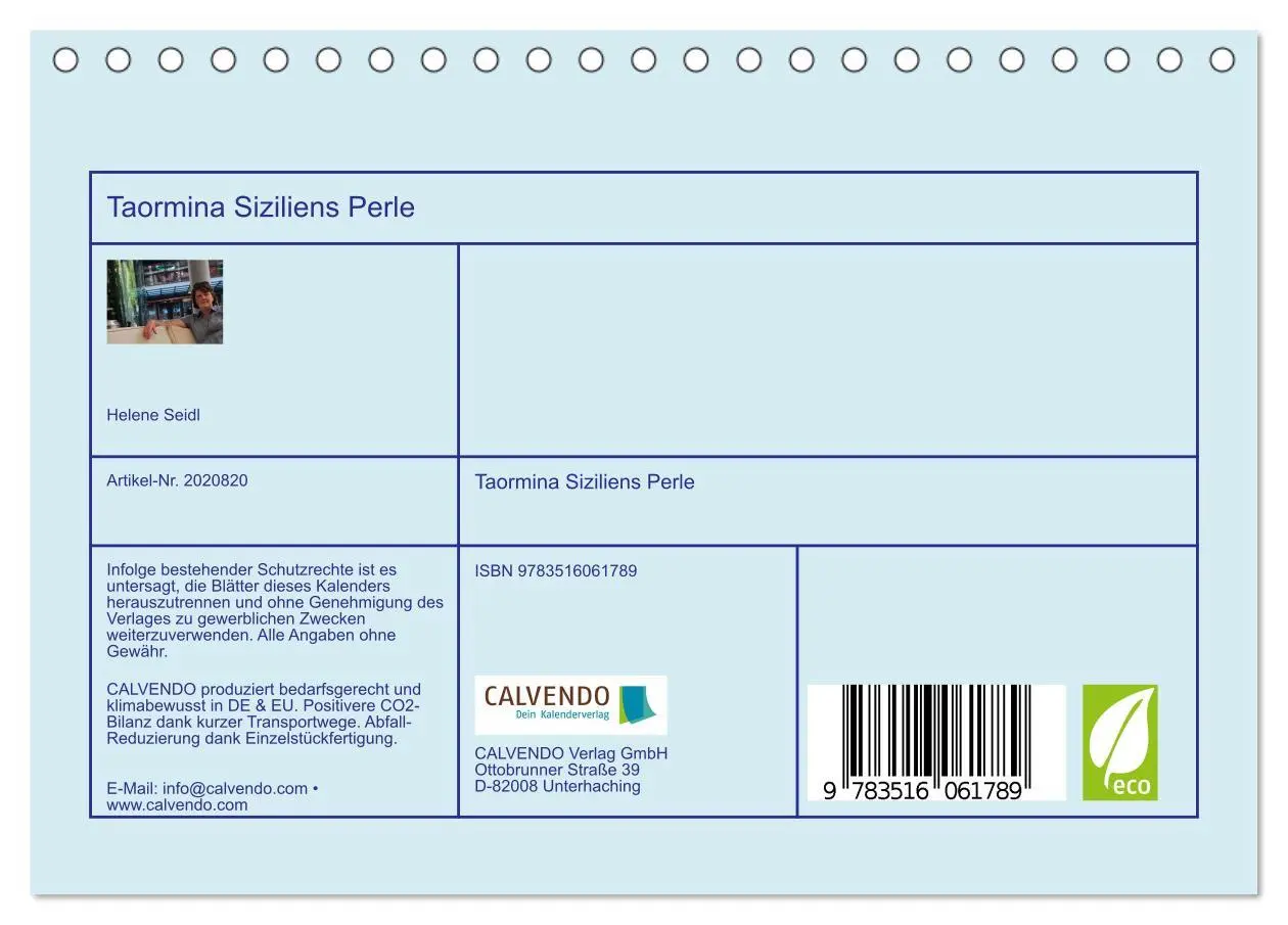 Bild: 9783516061789 | Taormina Siziliens Perle (Tischkalender 2026 DIN A5 quer), CALVENDO...