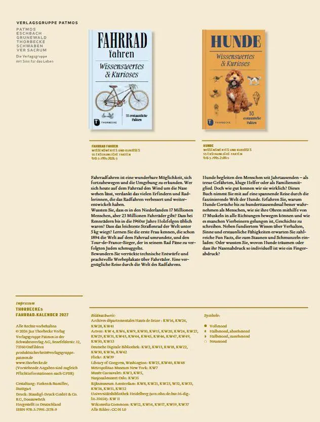 Bild: 9783799521789 | Thorbeckes Fahrrad-Kalender 2027 | Kalender | 56 S. | Deutsch | 2027