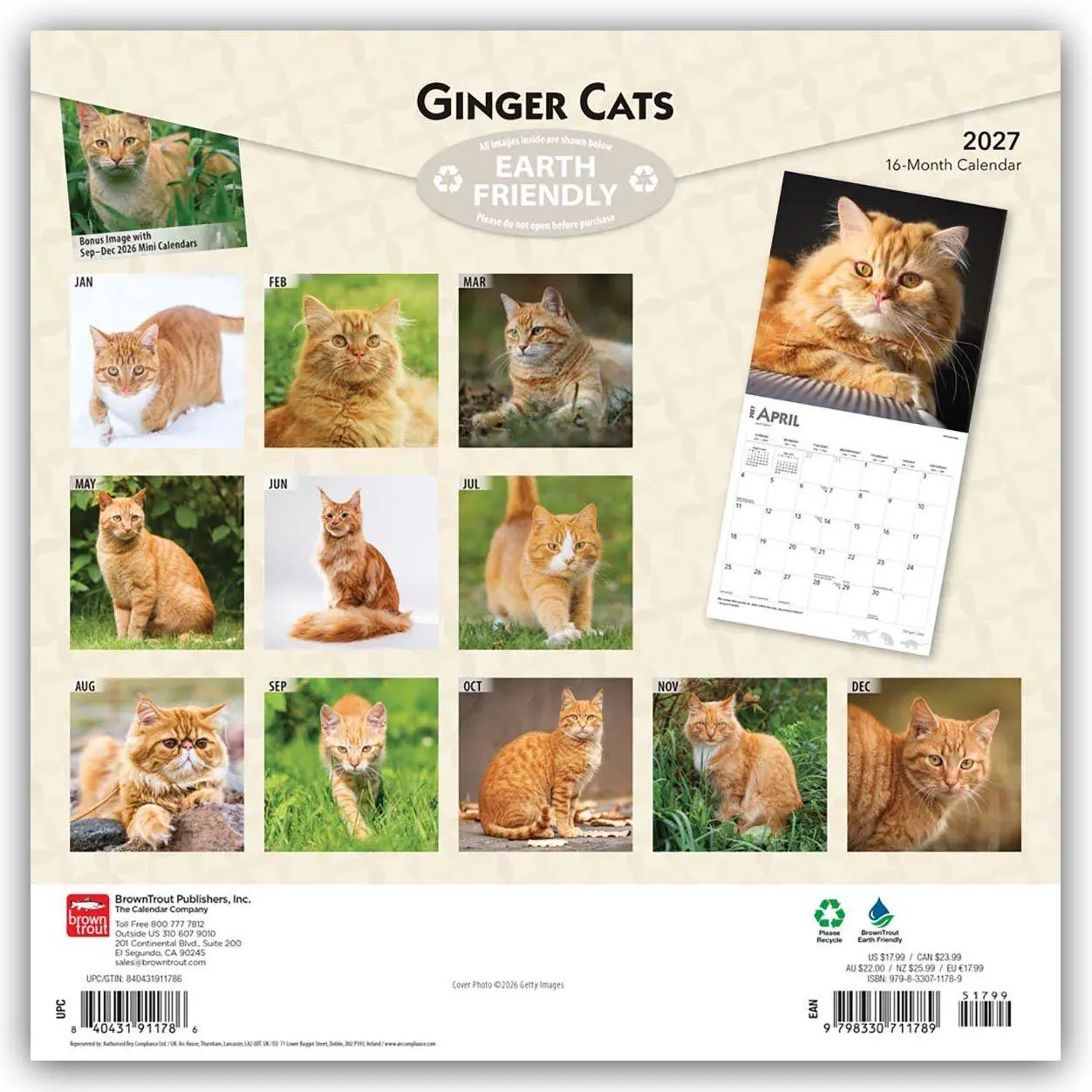 Rückseite: 9798330711789 | Ginger Cats - Gingerkatzen - Rote Katzen 2027 - 16-Monatskalender