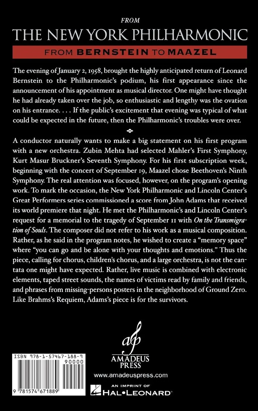 Rückseite: 9781574671889 | The New York Philharmonic | From Bernstein to Maazel | John Canarina