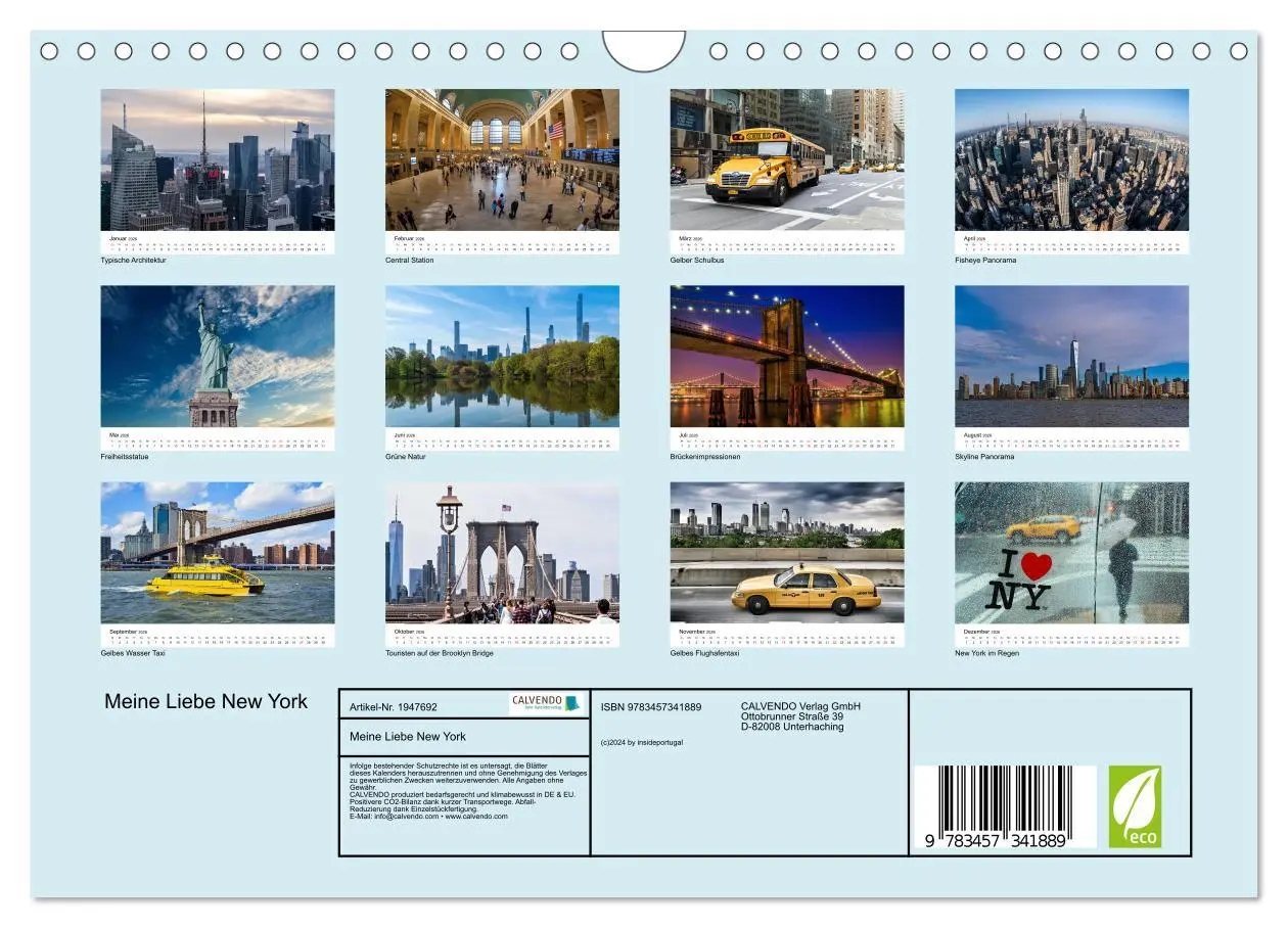 Bild: 9783457341889 | Meine Liebe New York (Wandkalender 2026 DIN A4 quer), CALVENDO...