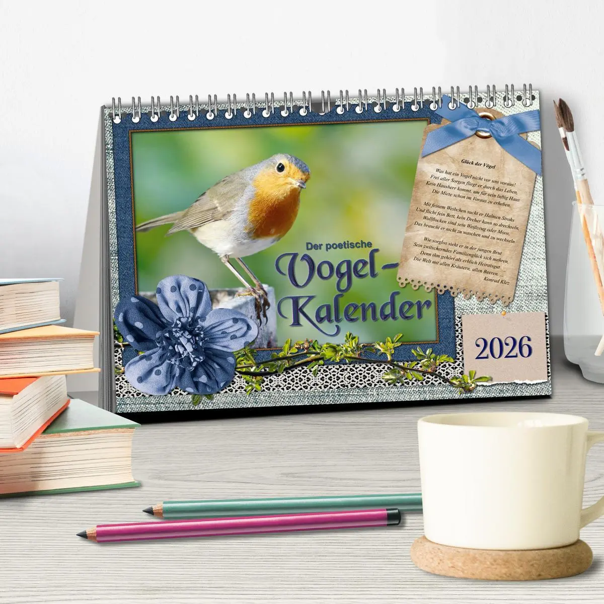 Bild: 9783457651889 | Der poetische Vogelkalender (Tischkalender 2026 DIN A5 quer),...