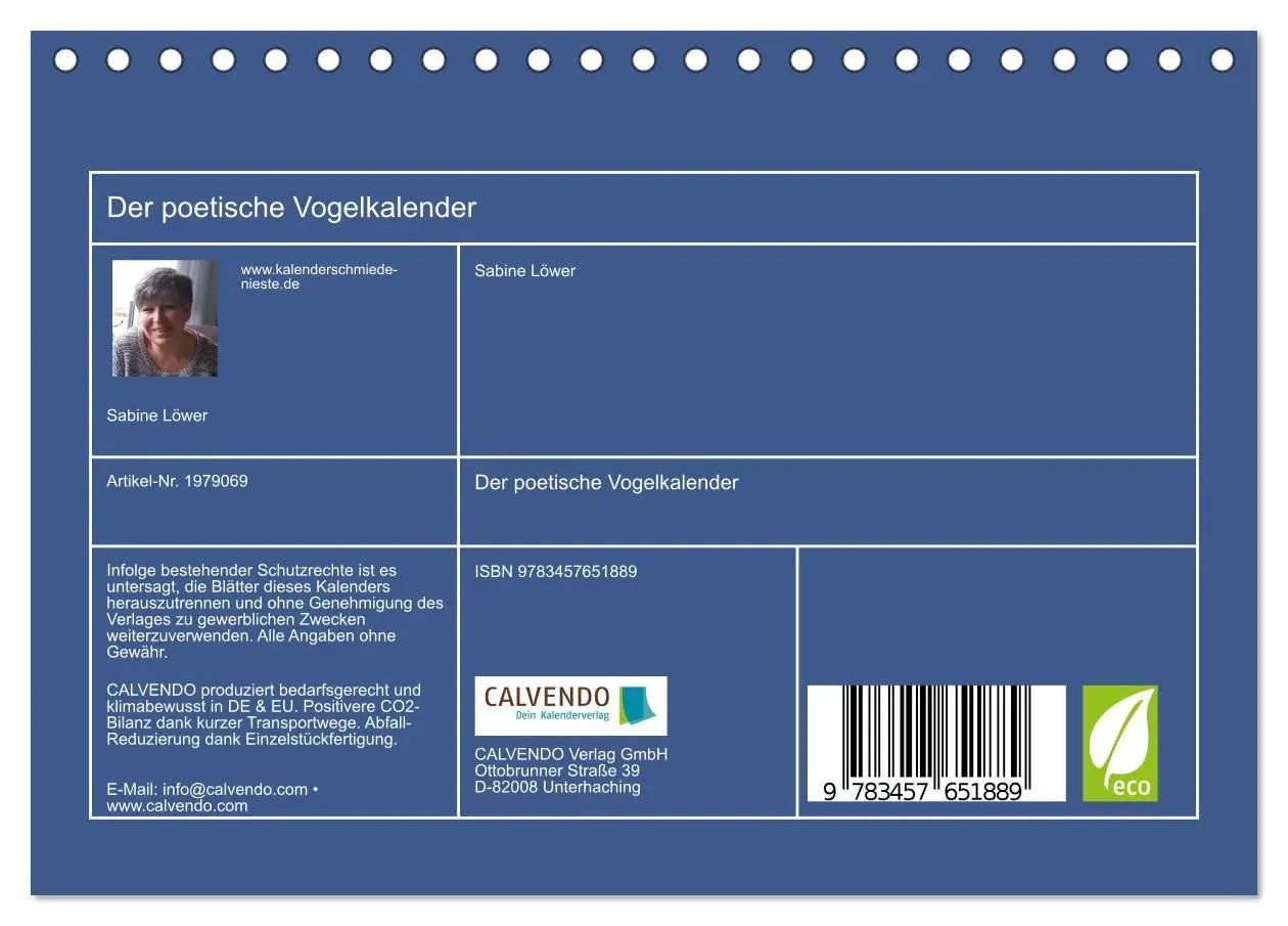 Bild: 9783457651889 | Der poetische Vogelkalender (Tischkalender 2026 DIN A5 quer),...