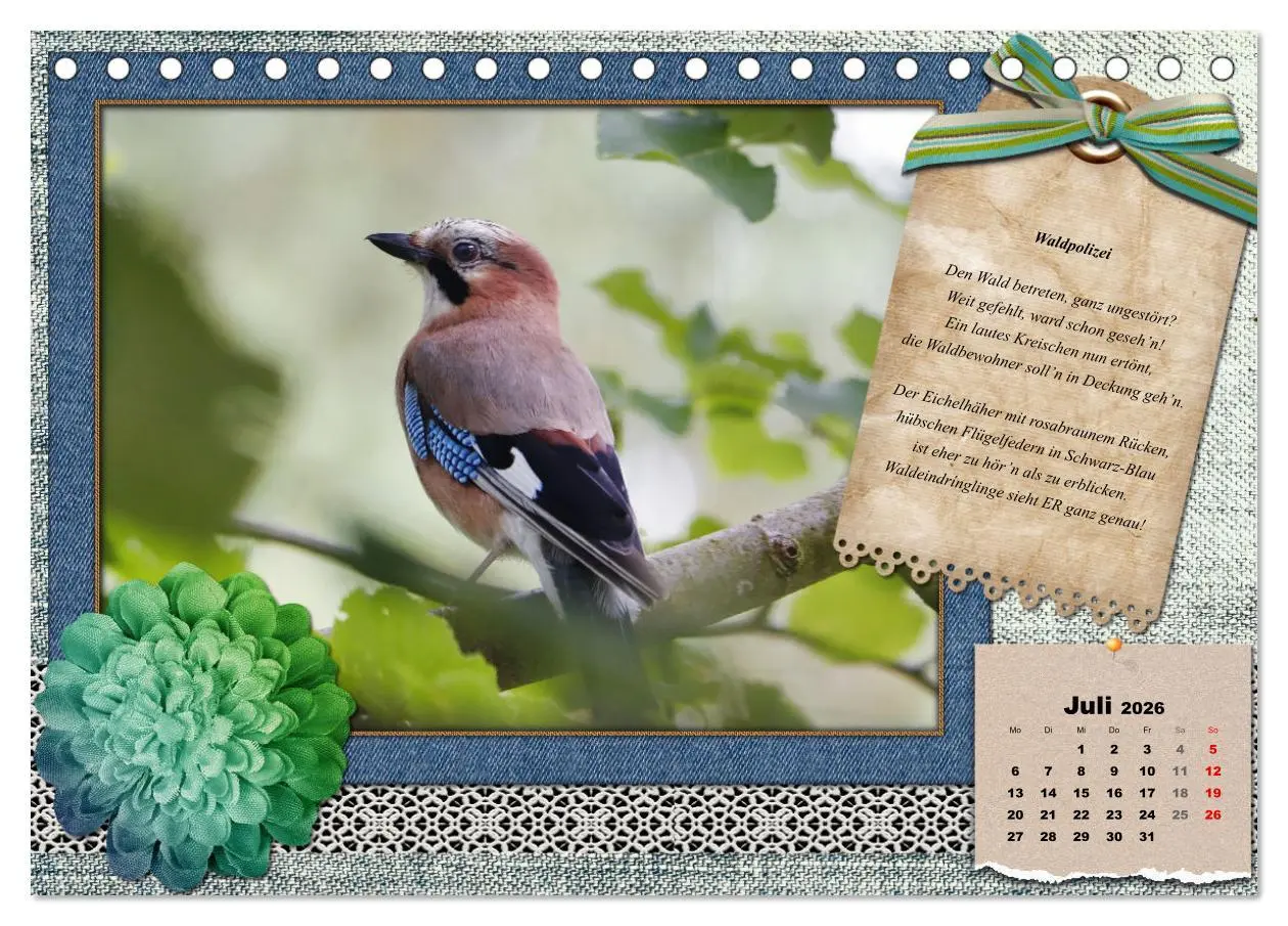 Bild: 9783457651889 | Der poetische Vogelkalender (Tischkalender 2026 DIN A5 quer),...