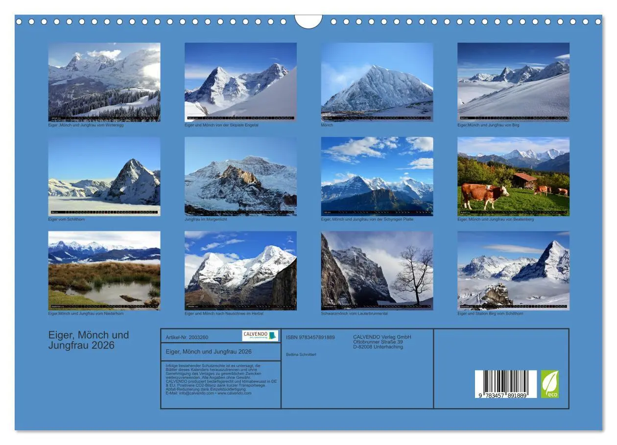 Bild: 9783457891889 | Eiger, Mönch und Jungfrau 2026 (Wandkalender 2026 DIN A3 quer),...