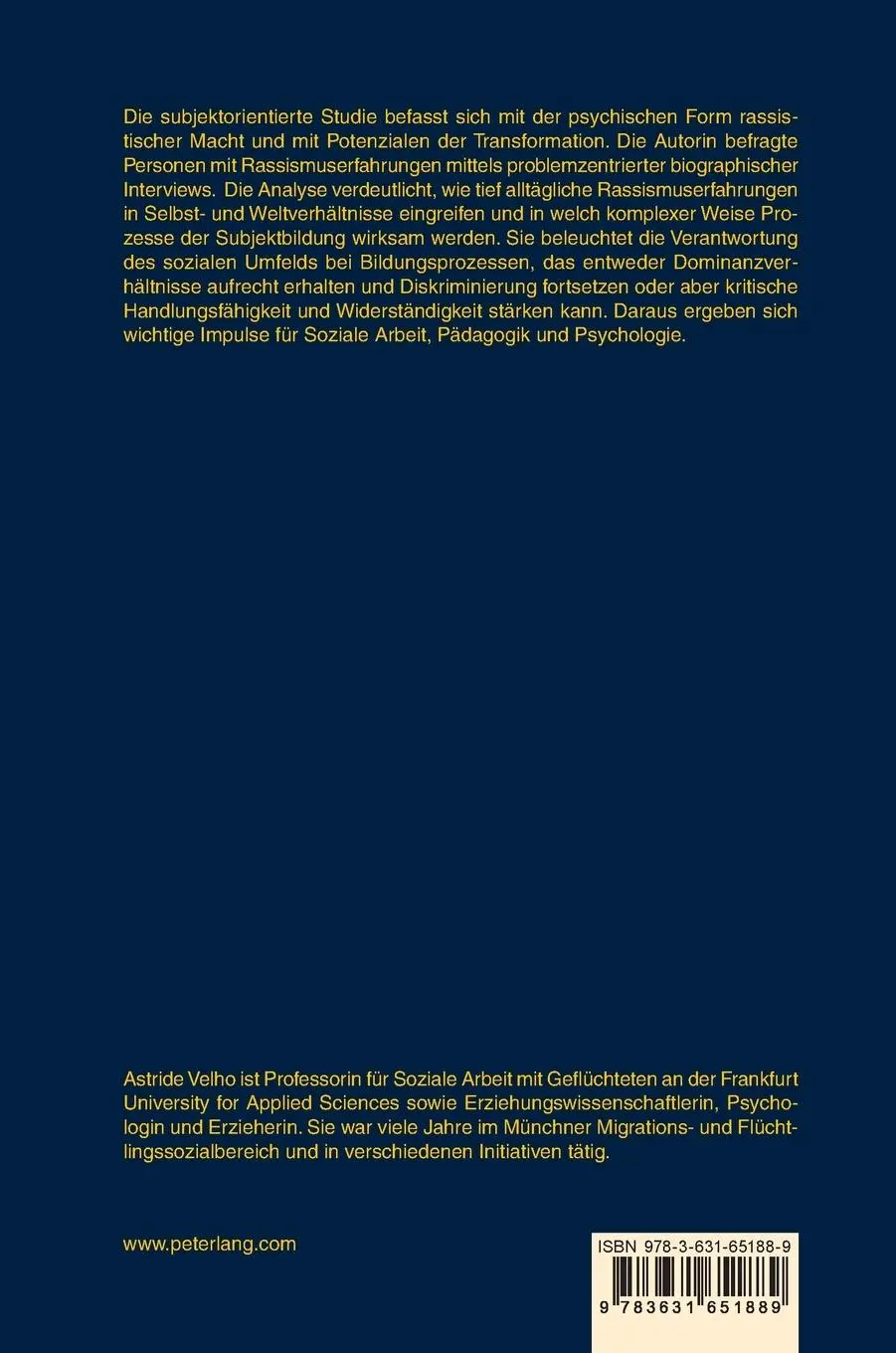 Rückseite: 9783631651889 | Alltagsrassismus erfahren | Astride Velho | Buch | Deutsch | 2015
