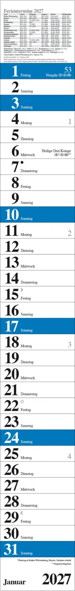 Cover: 9783819301889 | Streifenplaner Praktika Blau 2027 | Verlag Korsch | Kalender | 12 S.