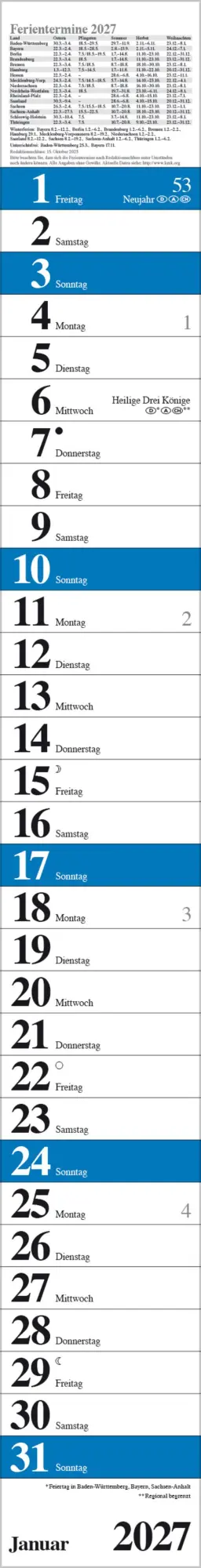 Bild: 9783819301889 | Streifenplaner Praktika Blau 2027 | Verlag Korsch | Kalender | 12 S.