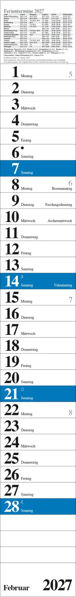 Bild: 9783819301889 | Streifenplaner Praktika Blau 2027 | Verlag Korsch | Kalender | 12 S.