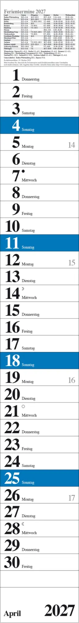 Bild: 9783819301889 | Streifenplaner Praktika Blau 2027 | Verlag Korsch | Kalender | 12 S.