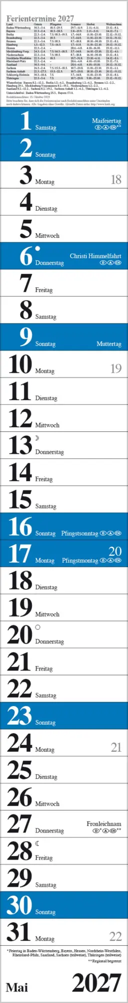 Bild: 9783819301889 | Streifenplaner Praktika Blau 2027 | Verlag Korsch | Kalender | 12 S.