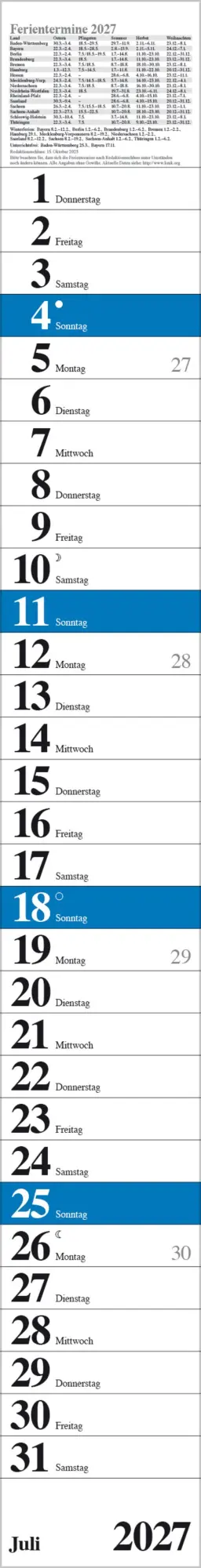 Bild: 9783819301889 | Streifenplaner Praktika Blau 2027 | Verlag Korsch | Kalender | 12 S.