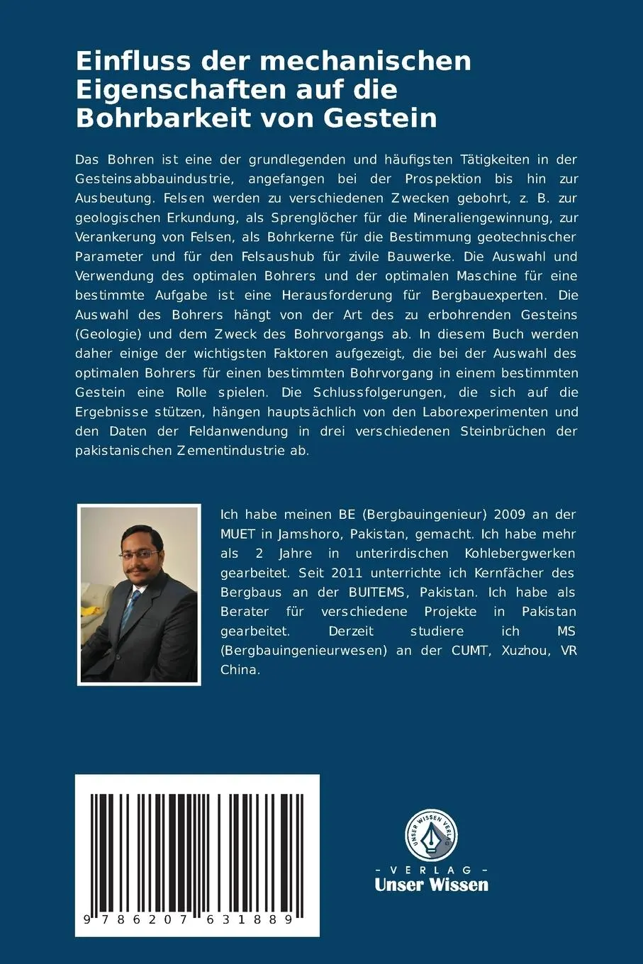 Rückseite: 9786207631889 | Einfluss der mechanischen Eigenschaften auf die Bohrbarkeit von...