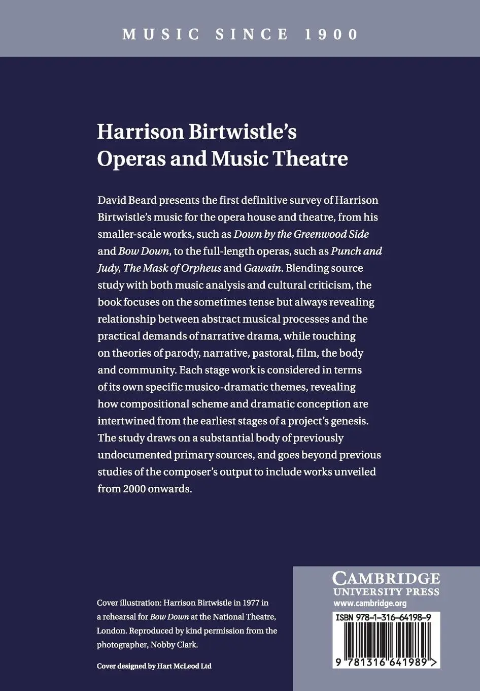 Rückseite: 9781316641989 | Harrison Birtwistle's Operas and Music Theatre | David Beard | Buch
