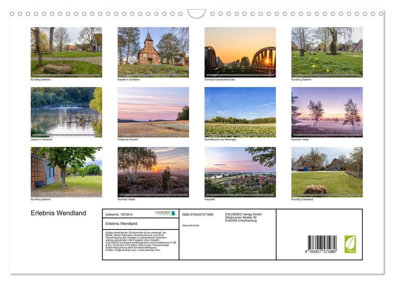 Bild: 9783457571989 | Erlebnis Wendland (Wandkalender 2026 DIN A3 quer), CALVENDO...