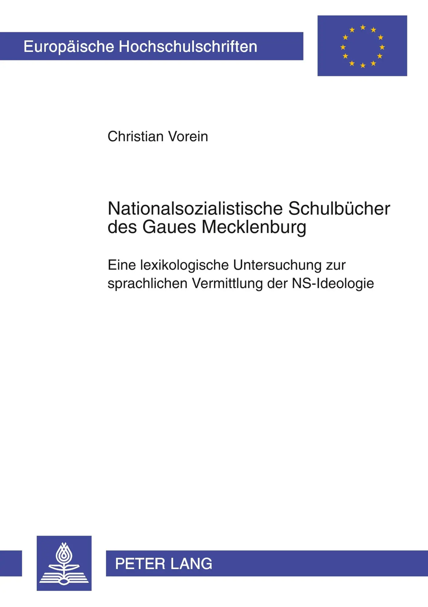 Cover: 9783631571989 | Nationalsozialistische Schulbücher des Gaues Mecklenburg | Vorein
