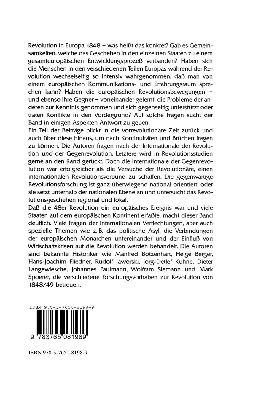 Rückseite: 9783765081989 | Demokratiebewegung und Revolution 1847 bis 1849 | Dieter Langewiesche