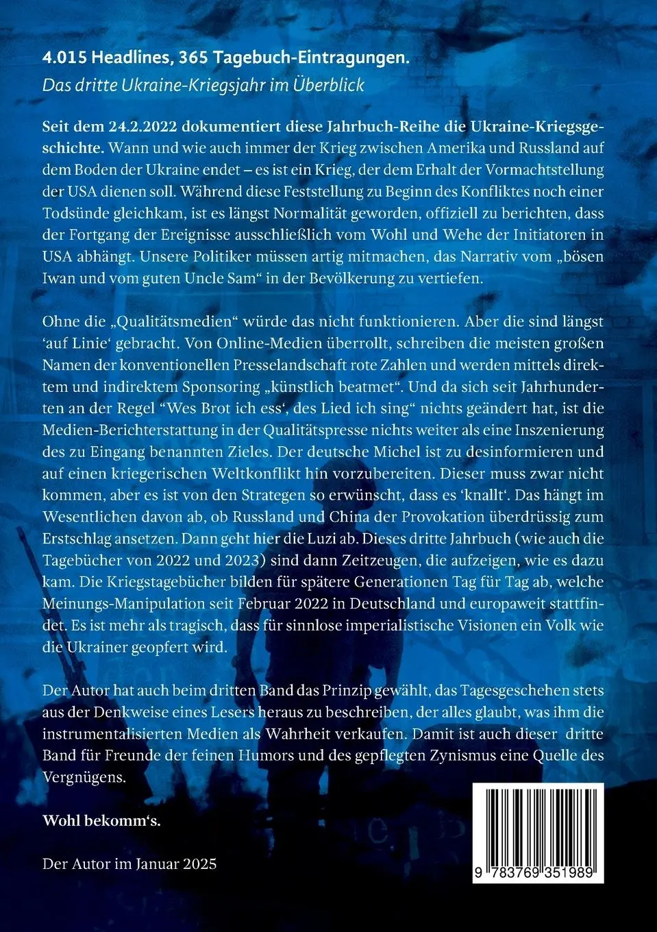 Rückseite: 9783769351989 | Mein Kriegstagebuch ***2024*** | Joachim H. Bürger | Taschenbuch