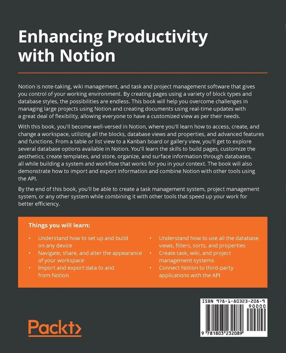 Rückseite: 9781803232089 | Enhancing Productivity with Notion | Danny Hatcher | Taschenbuch