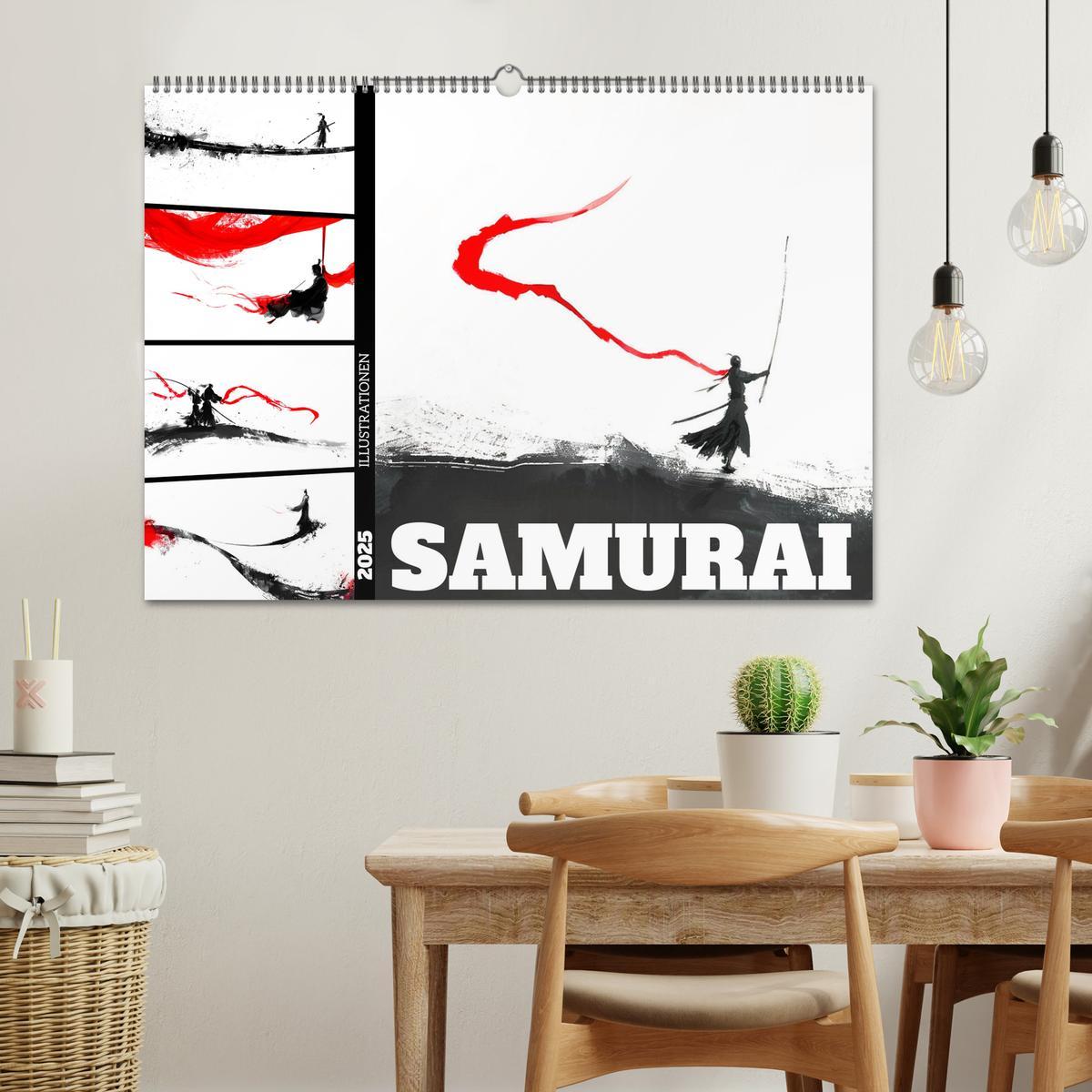Bild: 9783383802089 | Samurai Illustrationen (Wandkalender 2025 DIN A2 quer), CALVENDO...