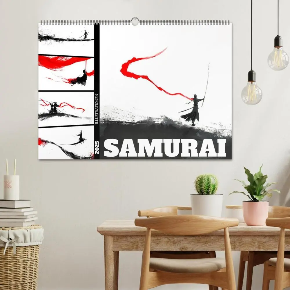 Bild: 9783383802089 | Samurai Illustrationen (Wandkalender 2025 DIN A2 quer), CALVENDO...