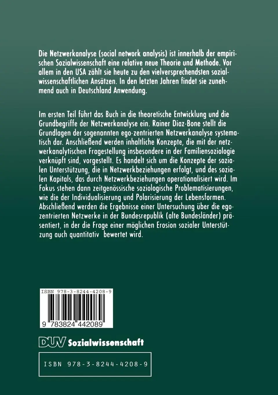 Rückseite: 9783824442089 | Ego-zentrierte Netzwerkanalyse und familiale Beziehungssysteme | Buch