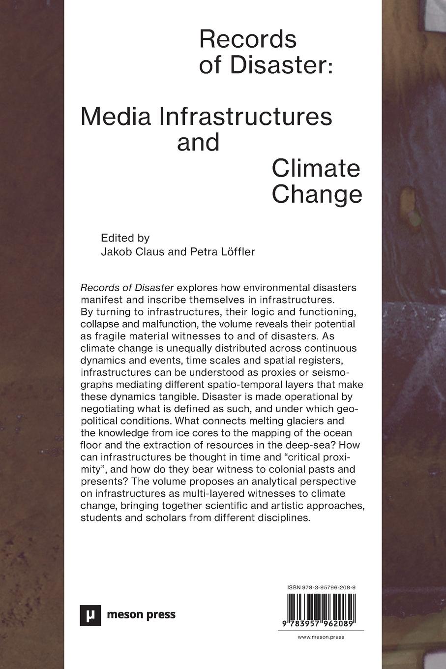 Rückseite: 9783957962089 | Records of Disaster | Media Infrastructures and Climate Change | Buch