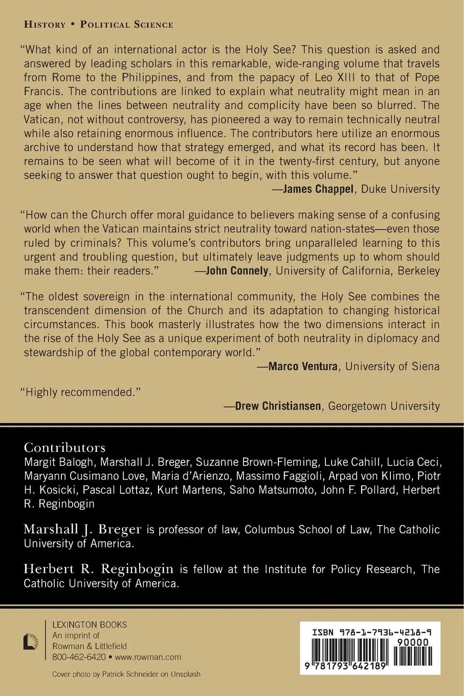 Rückseite: 9781793642189 | Vatican and Permanent Neutrality | Marshall J. Breger (u. a.) | Buch