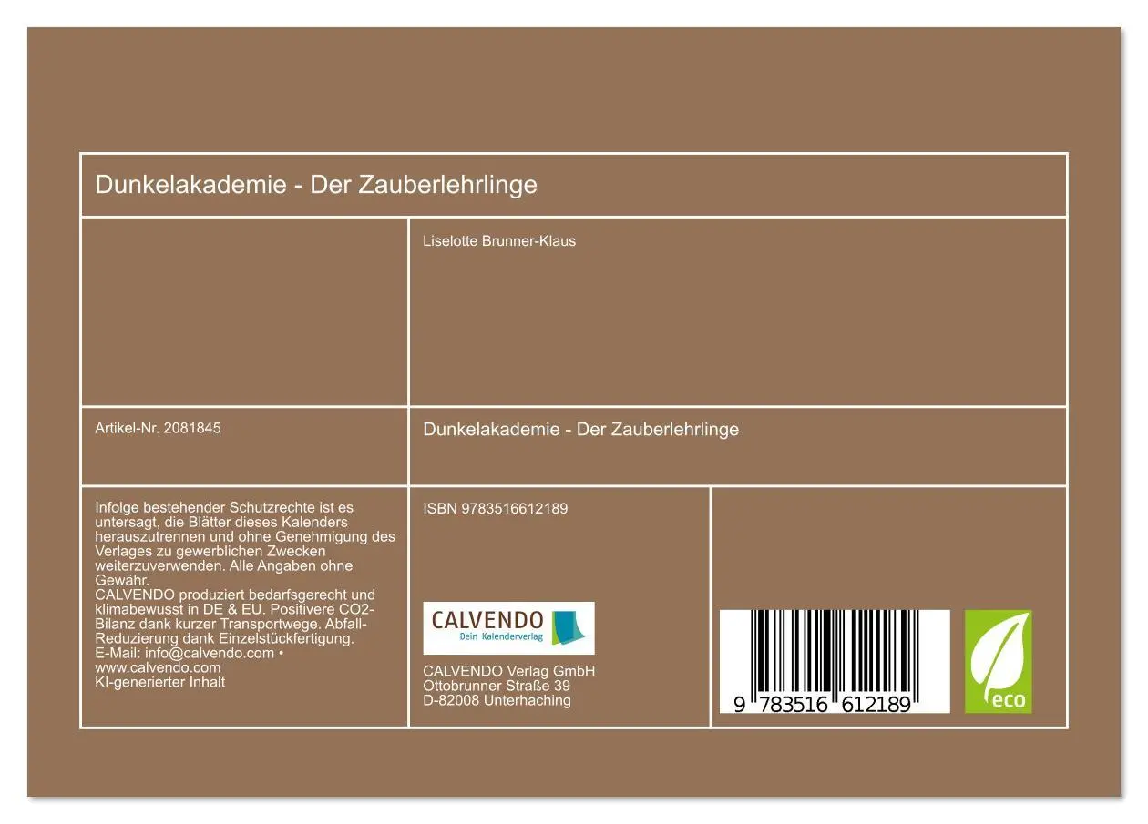 Bild: 9783516612189 | Dunkelakademie - Der Zauberlehrlinge (Tischkalender 2026 DIN A5...