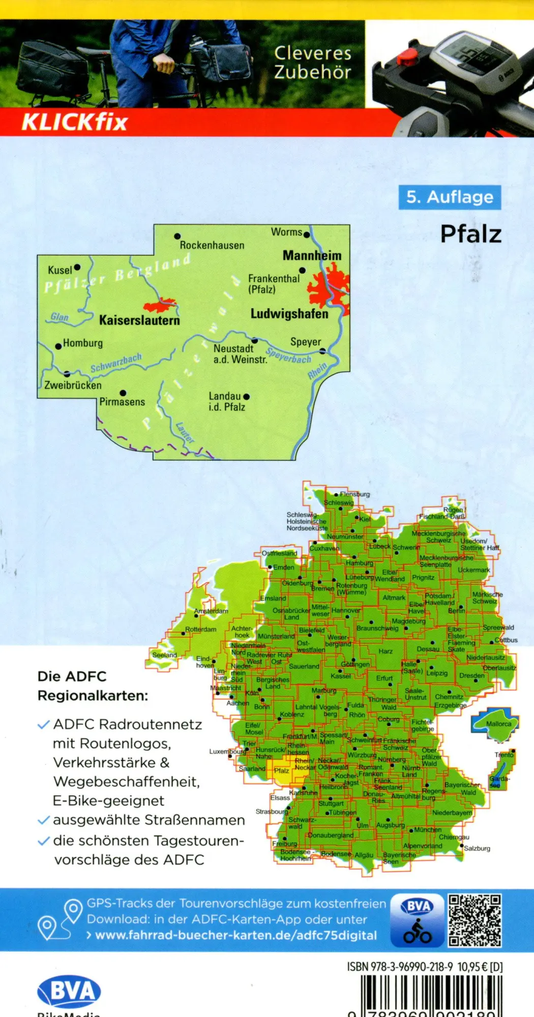 Bild: 9783969902189 | ADFC-Regionalkarte Pfalz, 1:75.000, mit Tagestourenvorschlägen,...