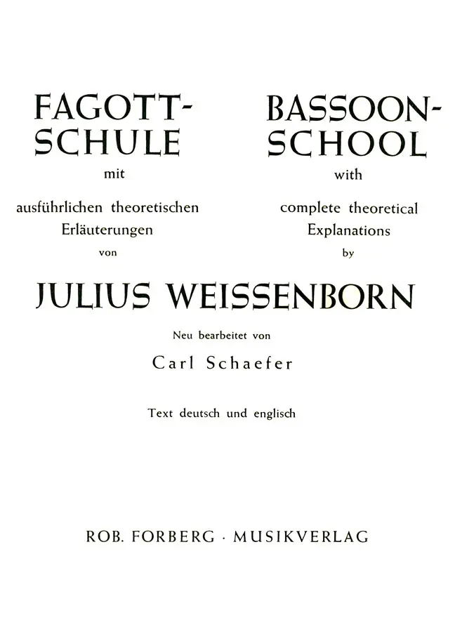 Cover: 9790206102189 | Fagott-Schule | Julius Weissenborn | Buch | Rob. Forberg Musikverlag