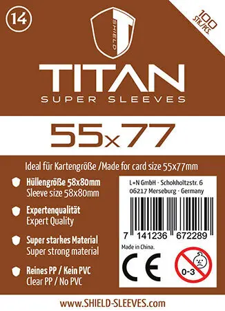 Cover: 7141236672289 | Shield Titan 14 - 100 Super Sleeves für Kartengröße 55 x 77 mm | Spiel