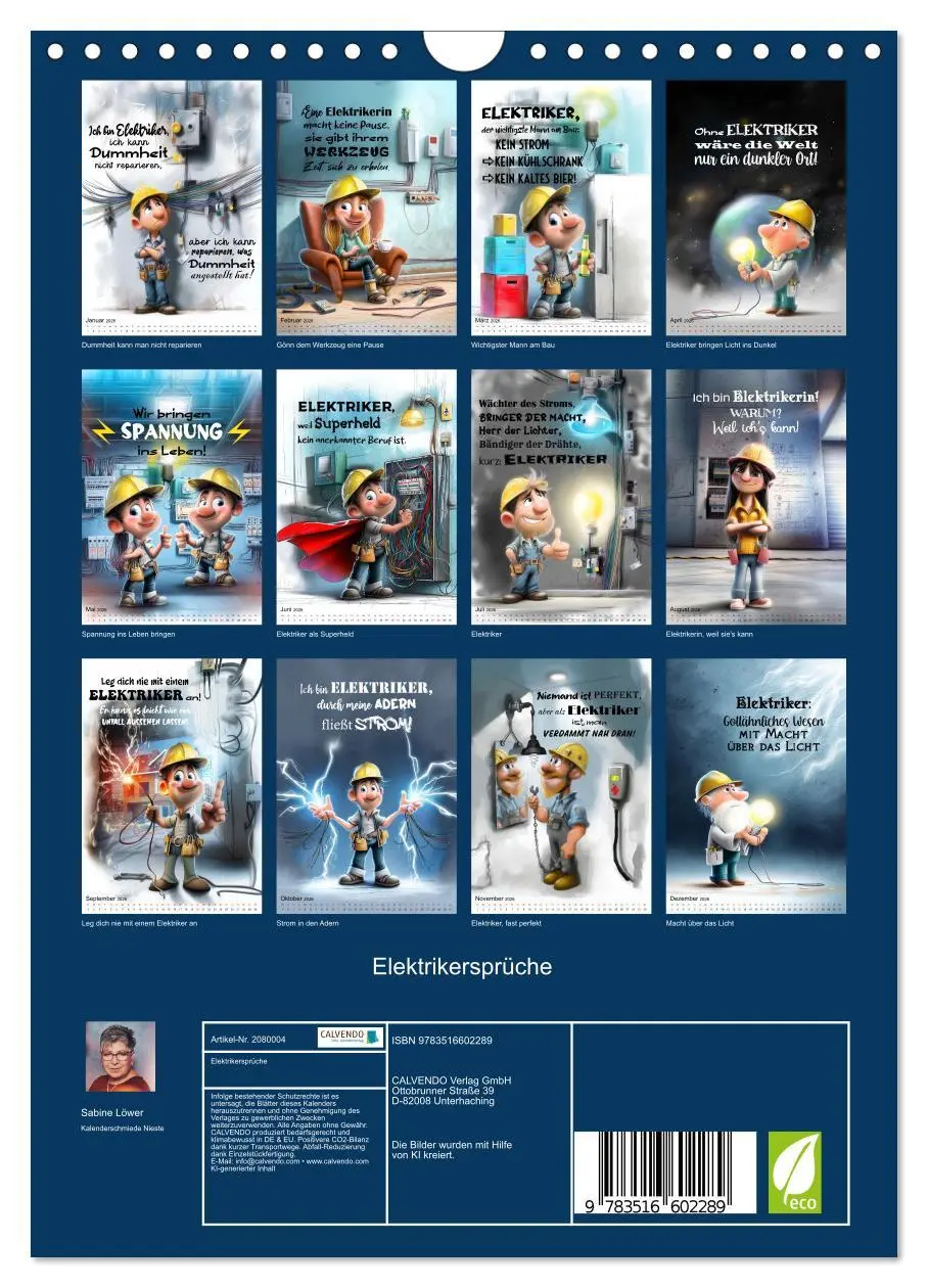 Bild: 9783516602289 | Elektrikersprüche (Wandkalender 2026 DIN A4 hoch), CALVENDO...