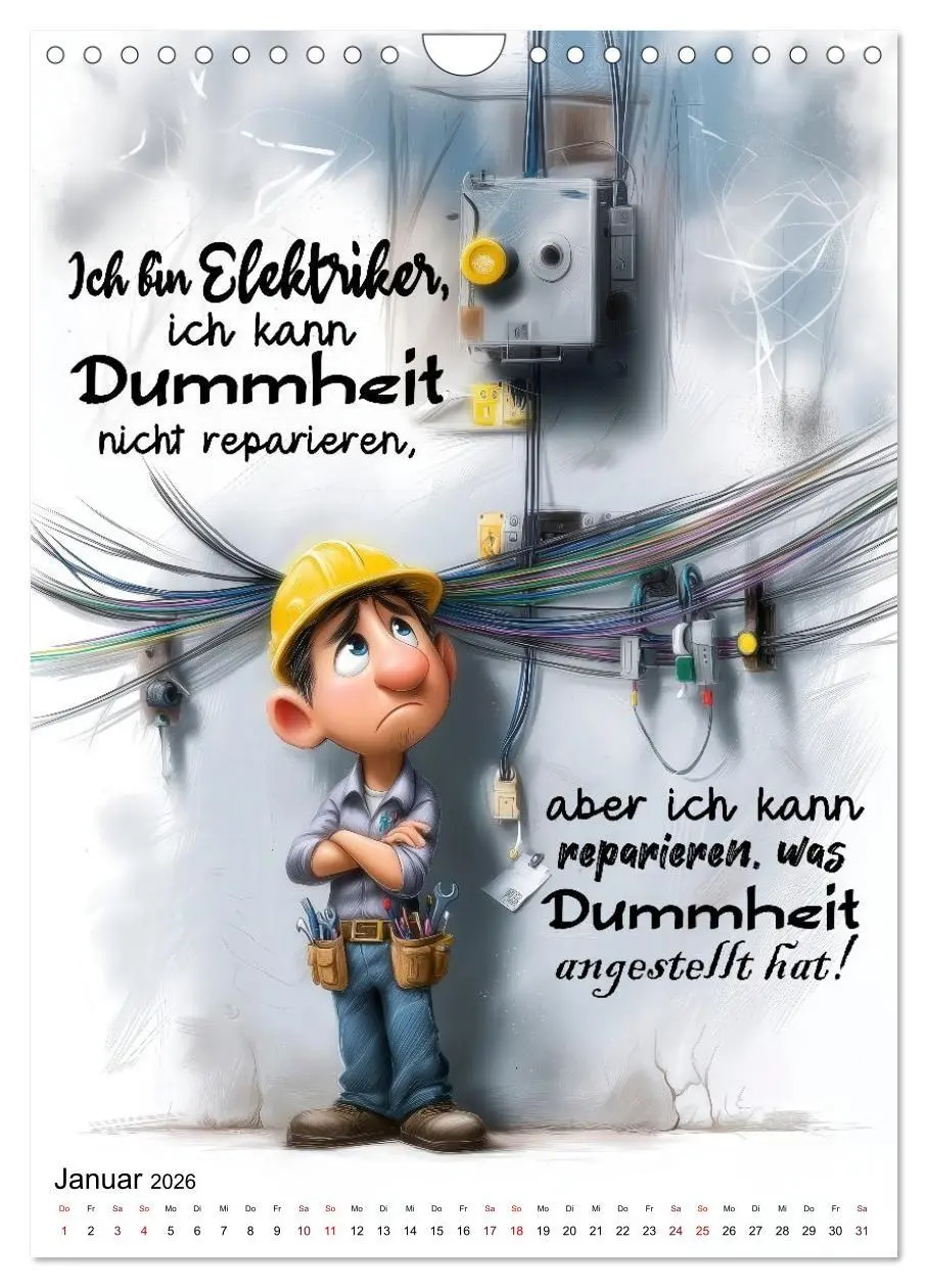 Bild: 9783516602289 | Elektrikersprüche (Wandkalender 2026 DIN A4 hoch), CALVENDO...