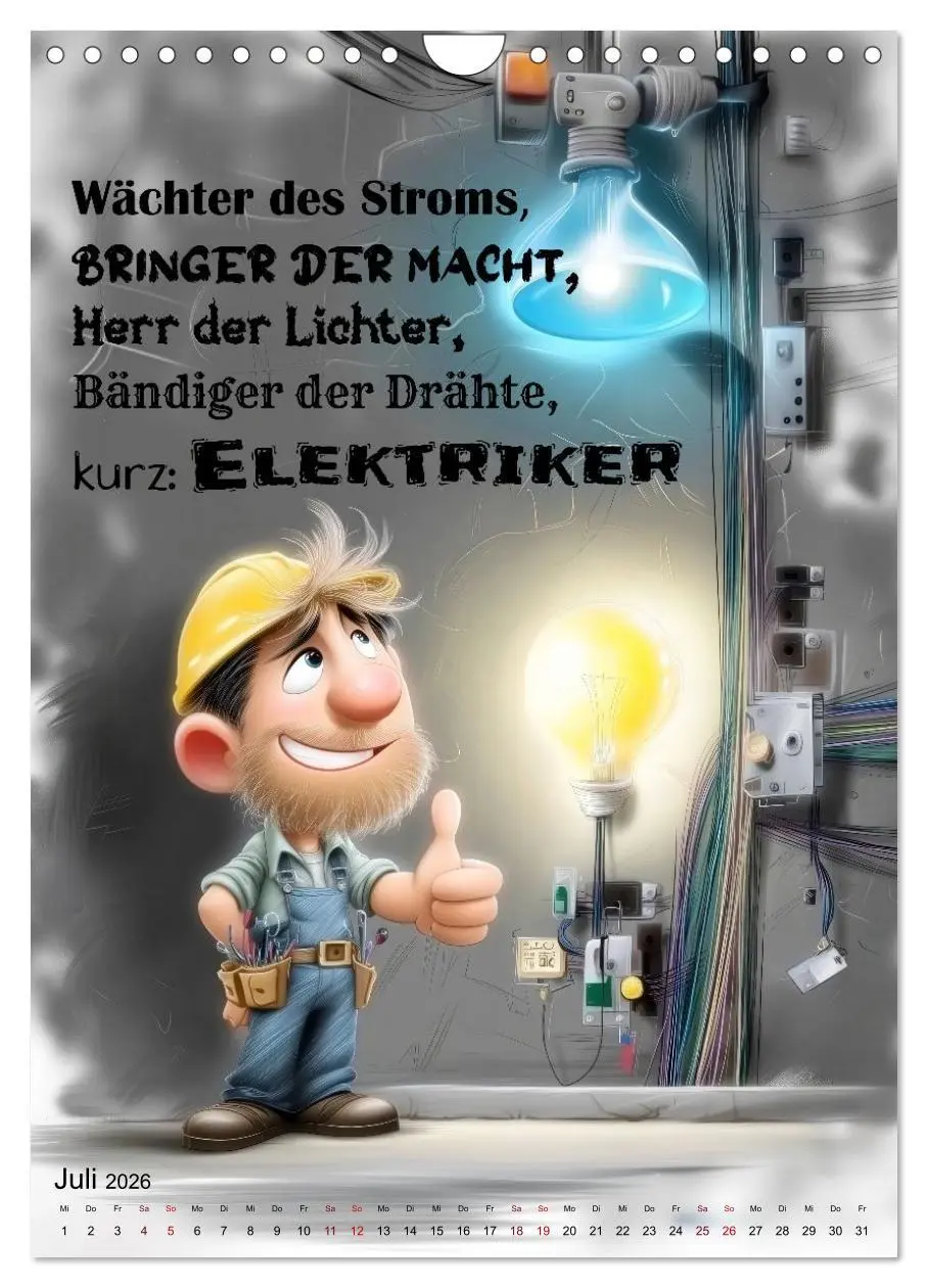 Bild: 9783516602289 | Elektrikersprüche (Wandkalender 2026 DIN A4 hoch), CALVENDO...