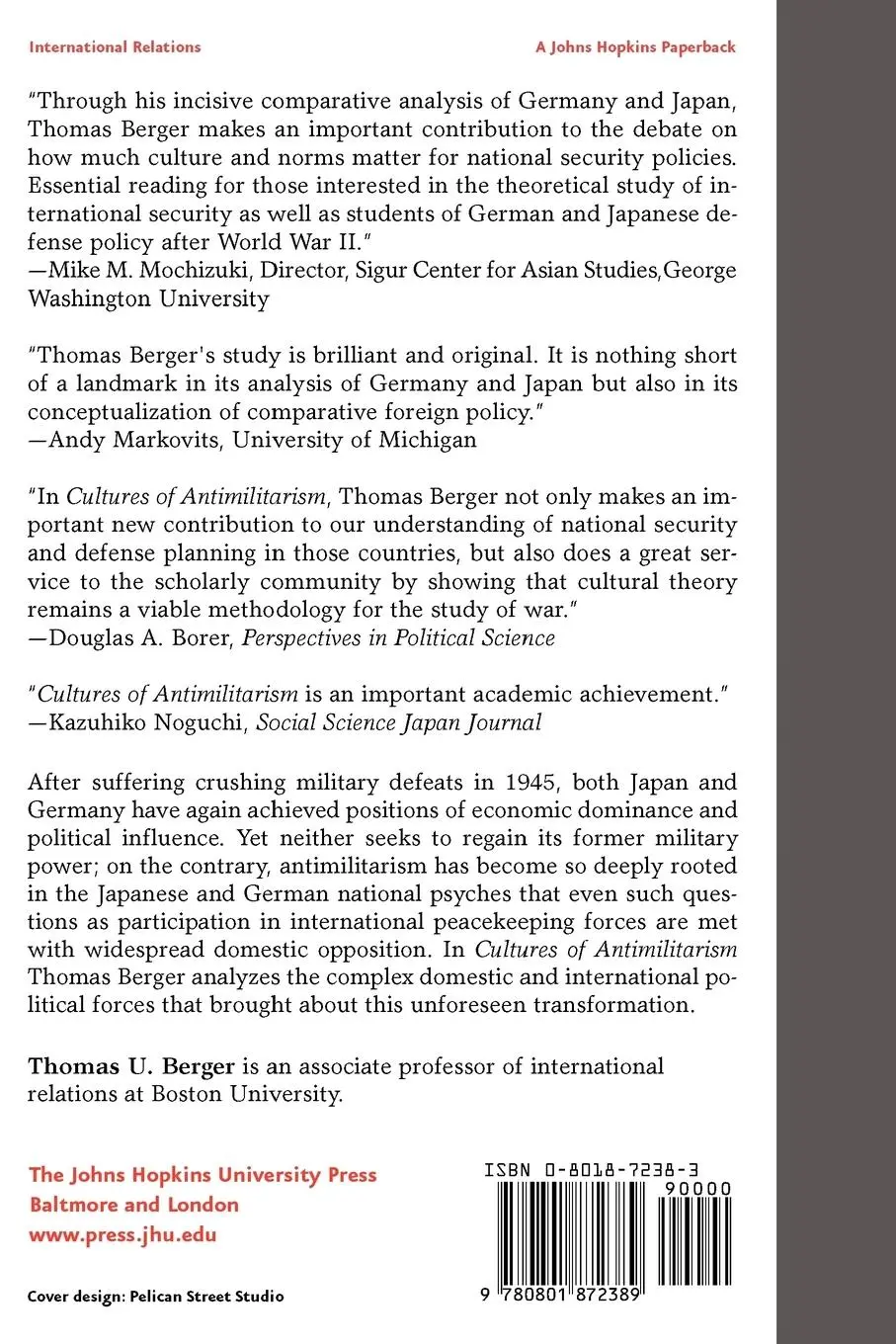 Rückseite: 9780801872389 | Cultures of Antimilitarism | National Security in Germany and Japan