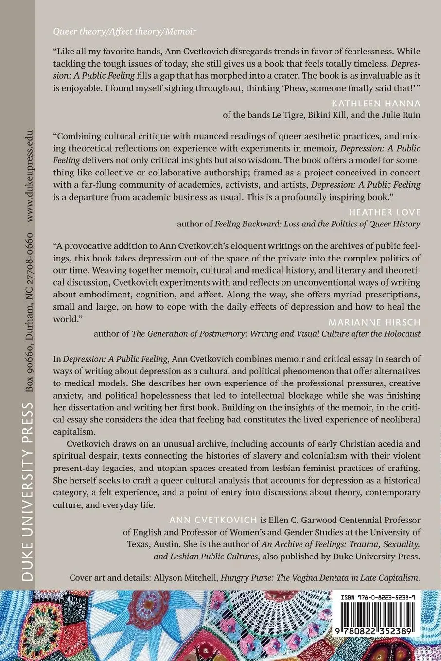 Rückseite: 9780822352389 | Depression | A Public Feeling | Ann Cvetkovich | Taschenbuch | 2012