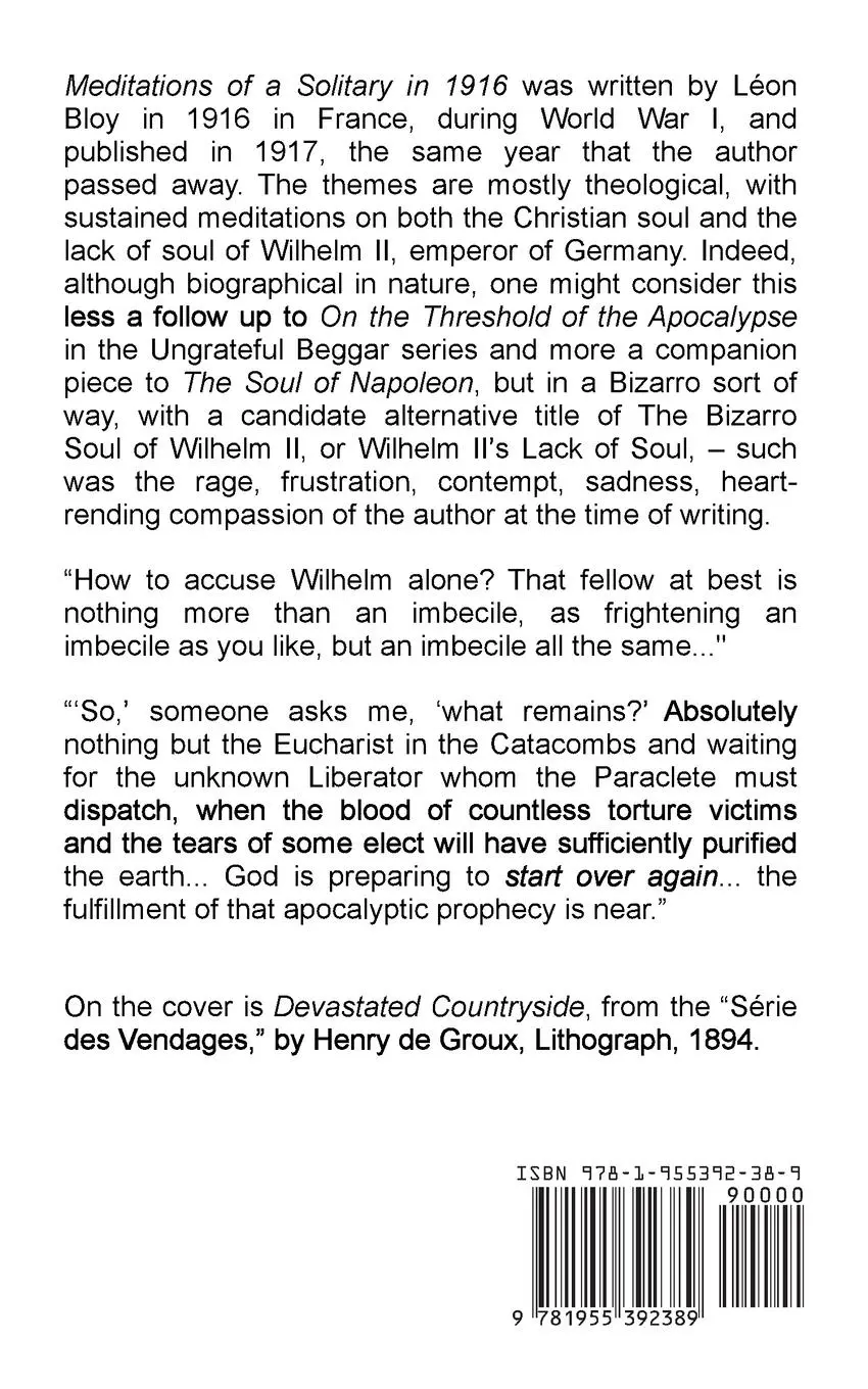 Rückseite: 9781955392389 | Meditations of a Solitary in 1916 | Léon Bloy | Taschenbuch | Englisch