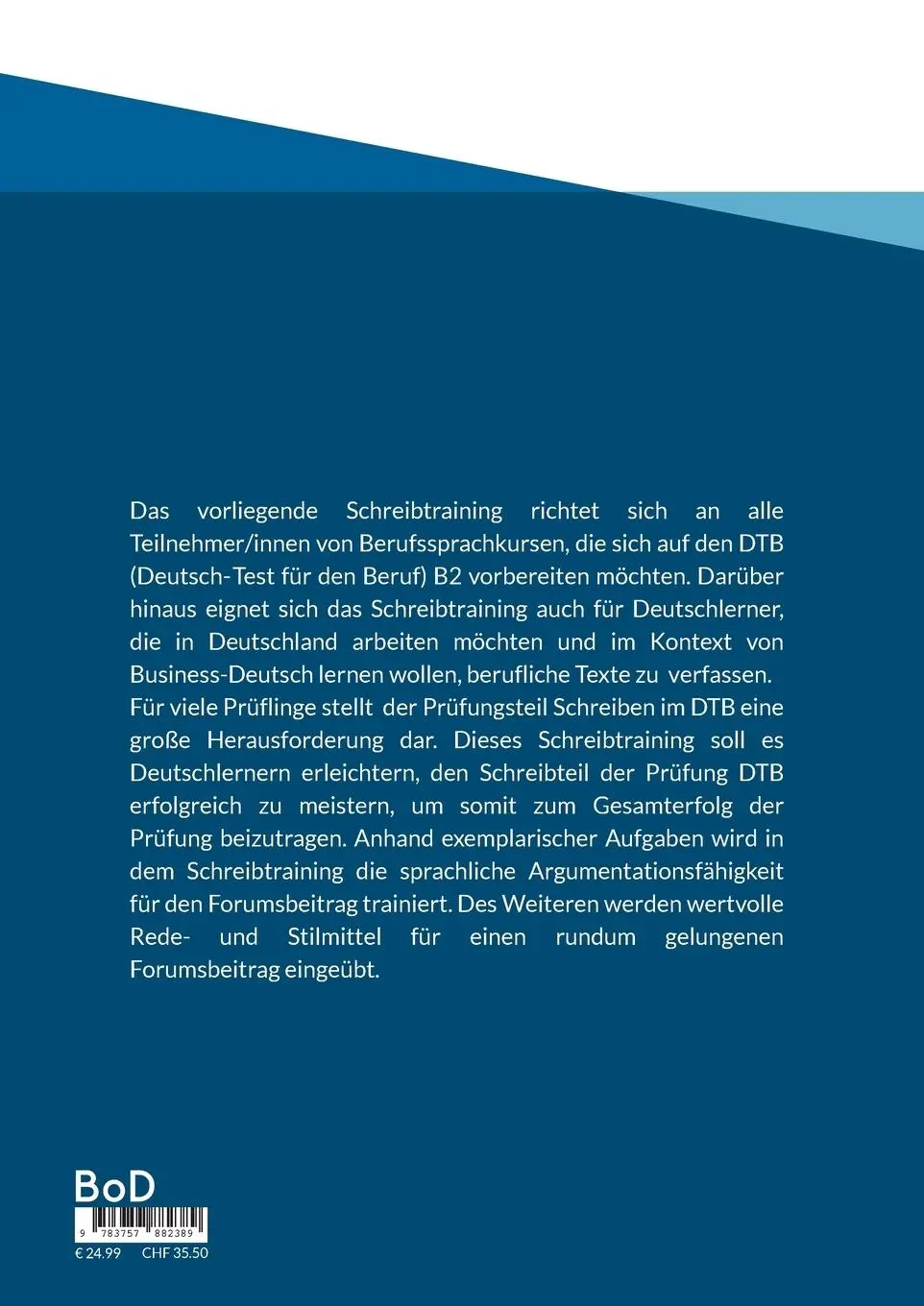 Rückseite: 9783757882389 | Erfolgreich zum DTB B2, Schreibtraining | Forumsbeitrag | Taschenbuch