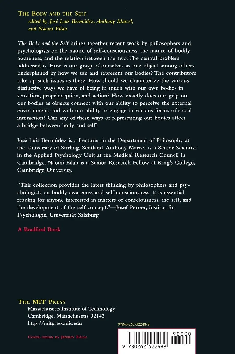 Rückseite: 9780262522489 | The Body and the Self | Jose Luis Bermudez (u. a.) | Taschenbuch