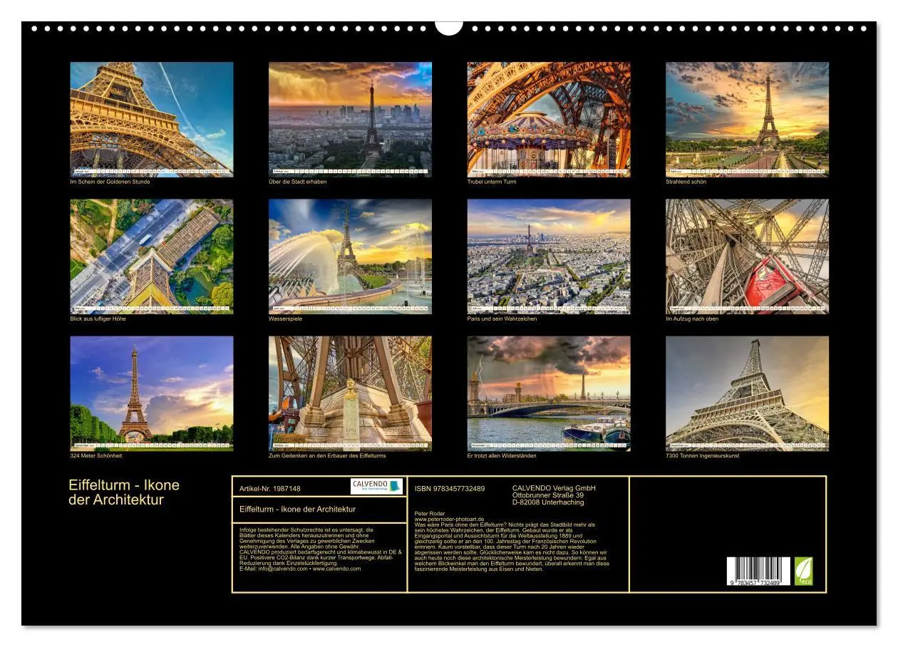 Bild: 9783457732489 | Eiffelturm - Ikone der Architektur (Wandkalender 2026 DIN A2 quer),...